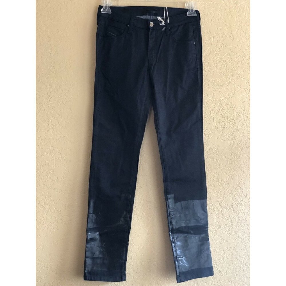 Diesel Black Gold Dark Navy Ceress Leather Jeans - Picture 12 of 12